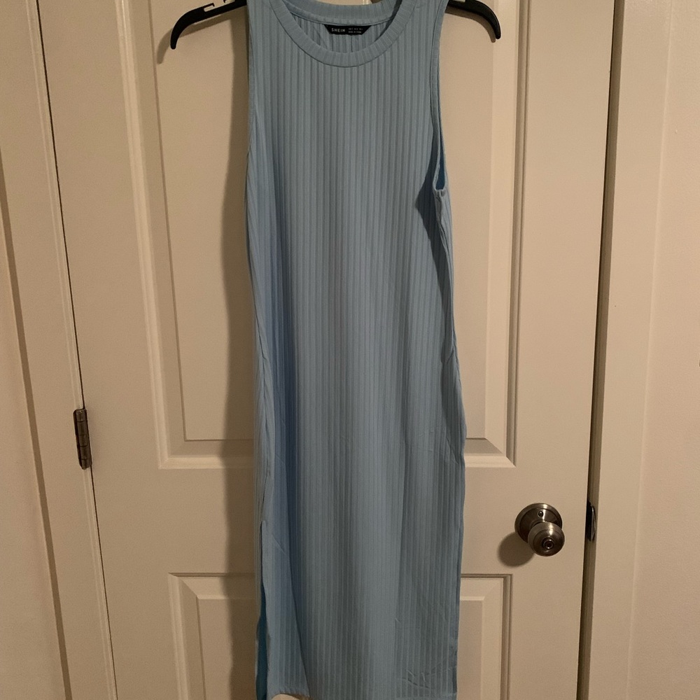 NEVER WORN SHEIN Blue ribbed dress- Stretchy material